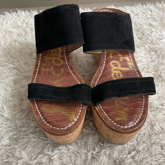 Sam Edelman Dali Black Suede Sandal Wedge - Picture 2 of 9